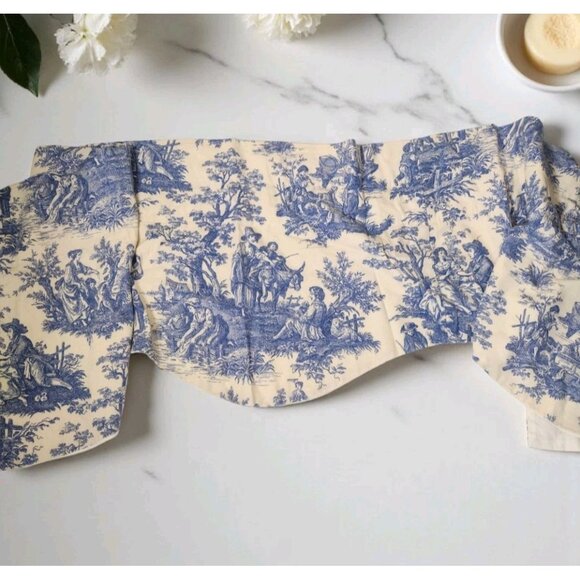 Waverly Valance Set Country Life Wedgwood Buckingham Blue Toile Cotton 76” LINED - Picture 1 of 6
